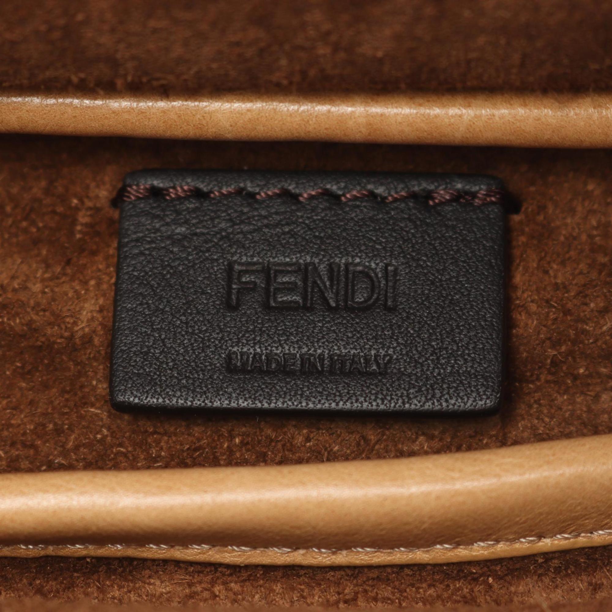 FENDI Simply FENDY Mini Shoulder Bag, Leather, Women's, Beige, 8BS097