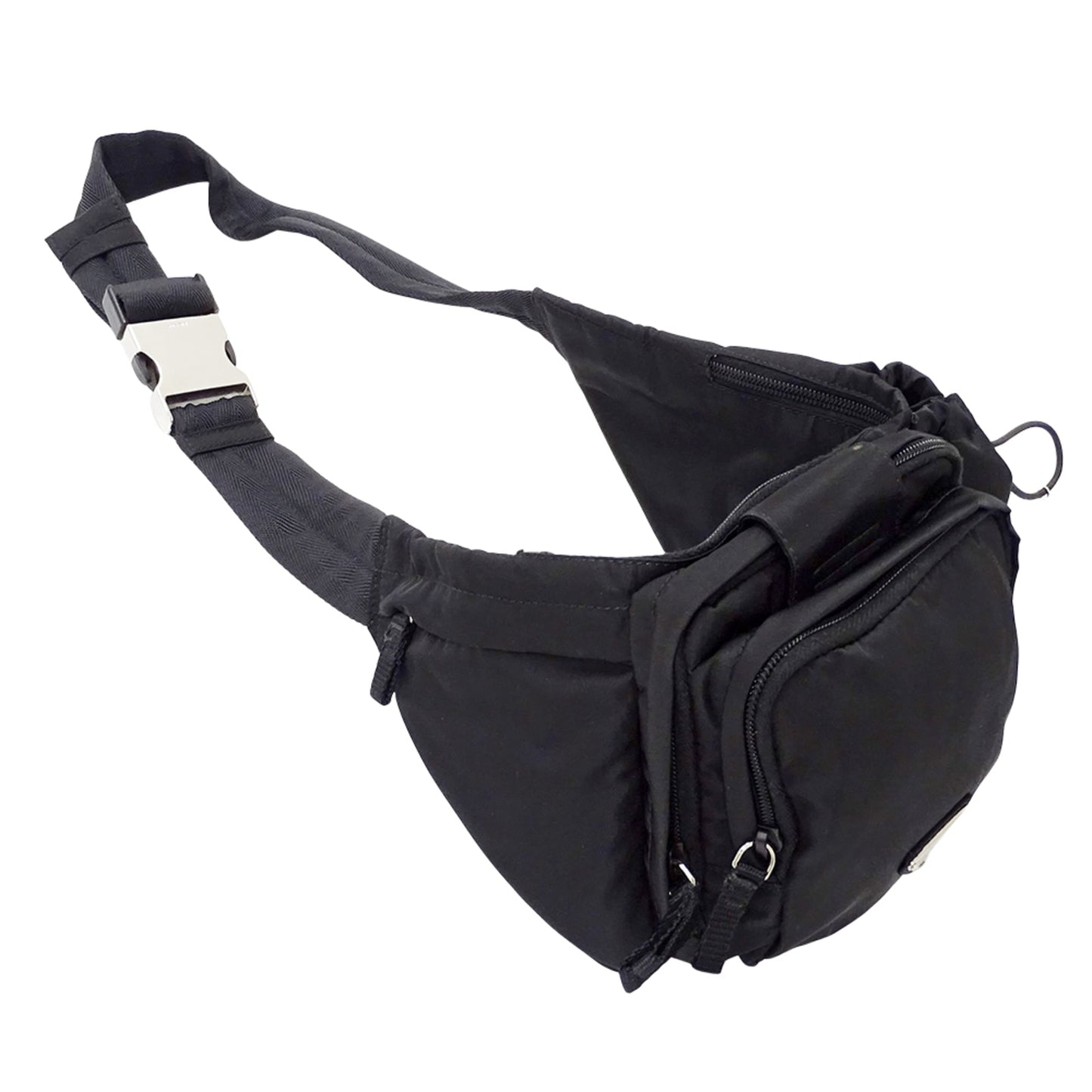 Prada PRADA bag for men and women, branded body bag/waist bag, nylon, black, 2VL056, black logo