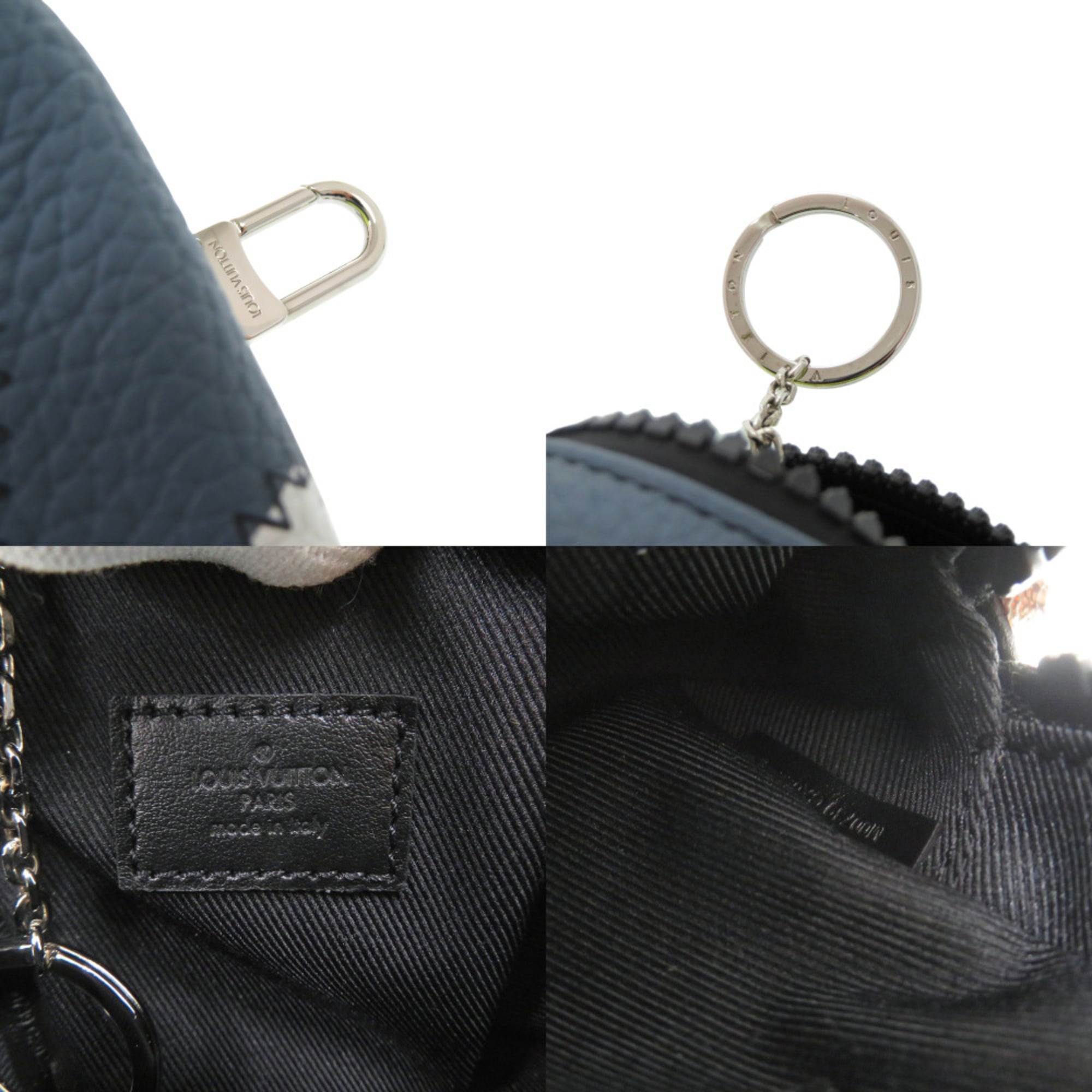 Louis Vuitton Square Pouch Colorblocks M00739 Taurillon Leather Blue-Gray Yellow Accessory Bag Charm LV 0775 LOUIS VUITTON — Like New