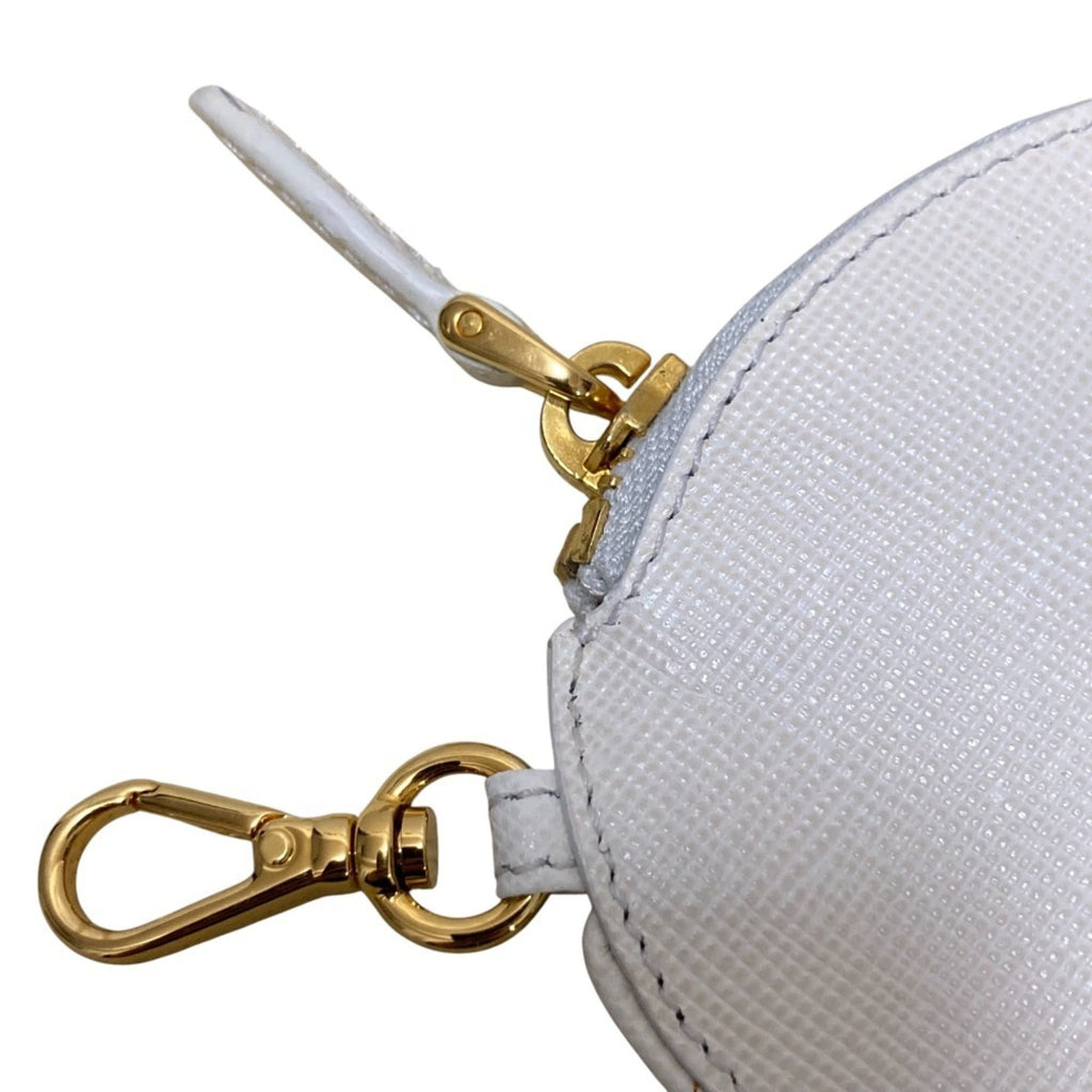 PRADA Saffiano Leather Wallet/Coin Case 1M1192 White Gold Women's