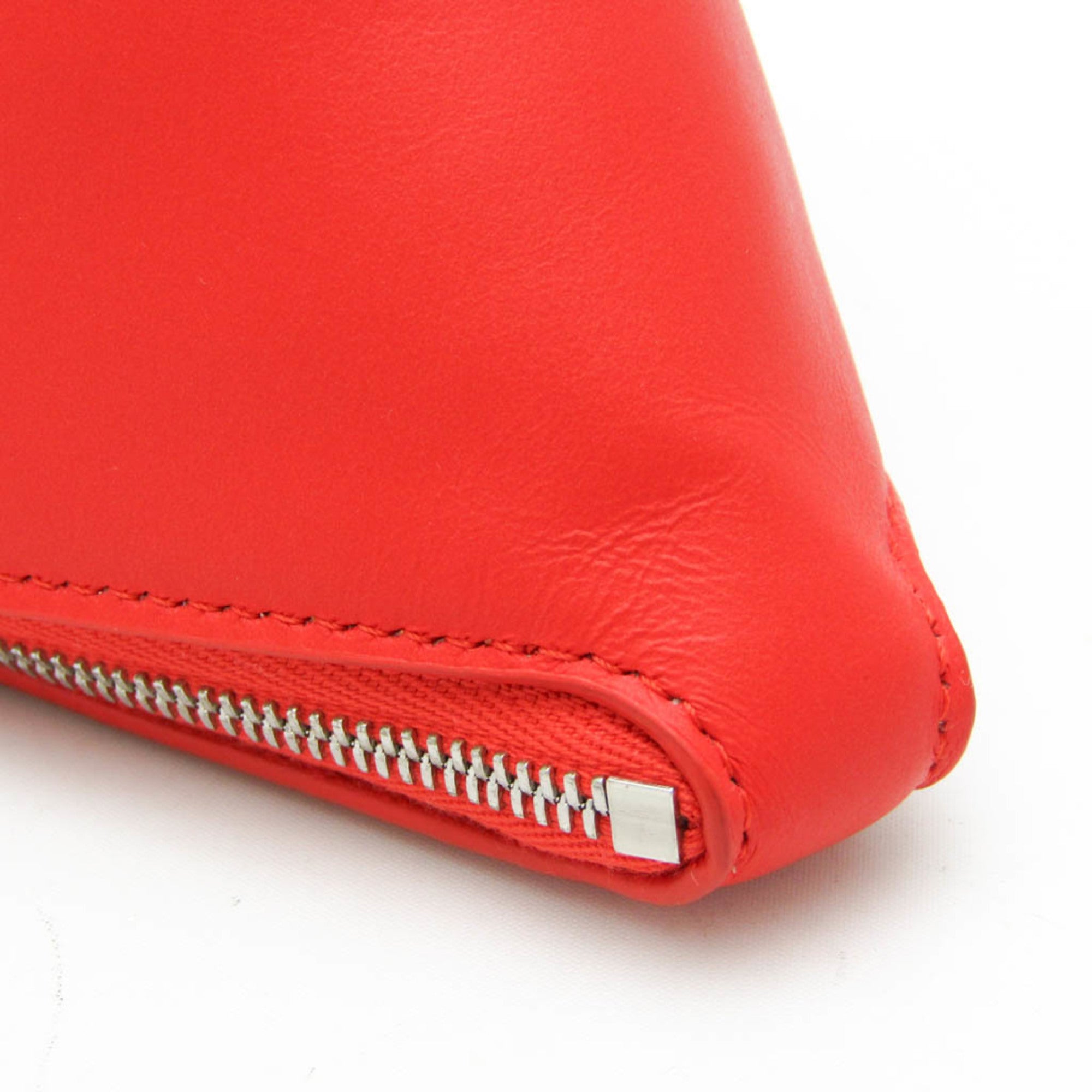 Bottega Veneta Intrecciato Pyramid 666769 Women's Leather Pouch Red Color — Like New