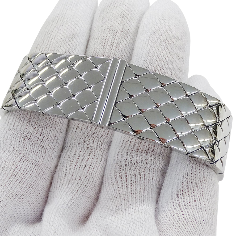 Chanel women's watch, brand name, Matelassé, quartz, stainless steel (SS), H0009, silver, black, square — Good