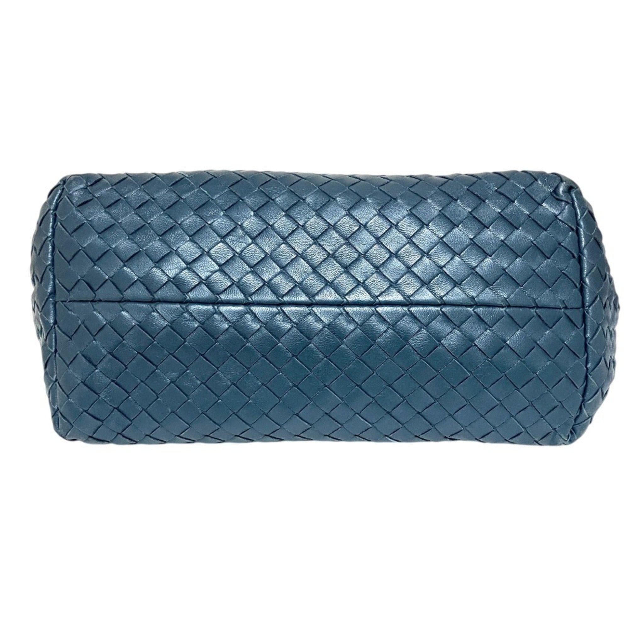 BOTTEGA VENETA Mini Cesta Intrecciato Leather Tote Bag, Navy, Women's — Like New