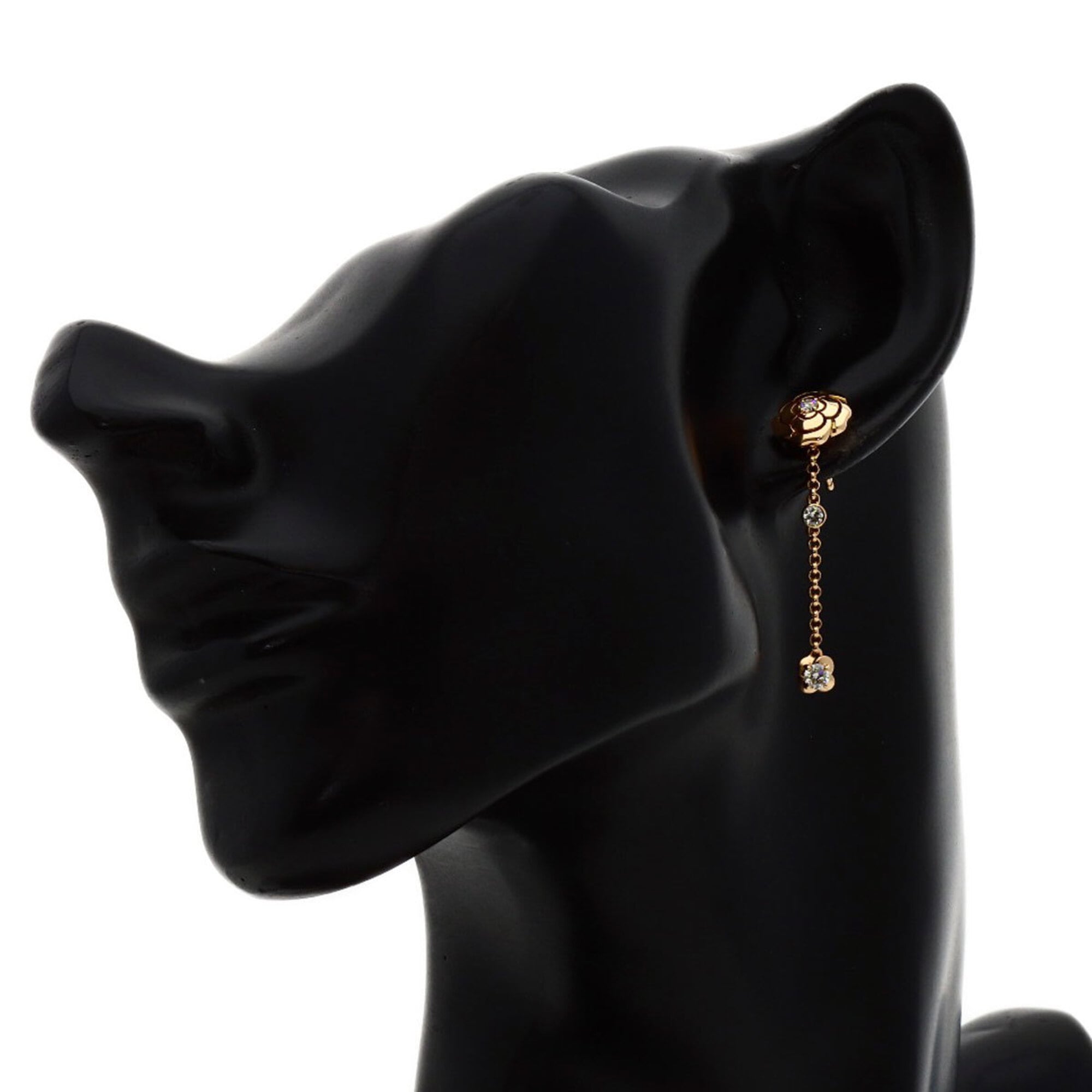 Chanel Camellia Asymmetrical Transformable Diamond Earrings, 18K Pink Gold, Women's CHANEL — Like New