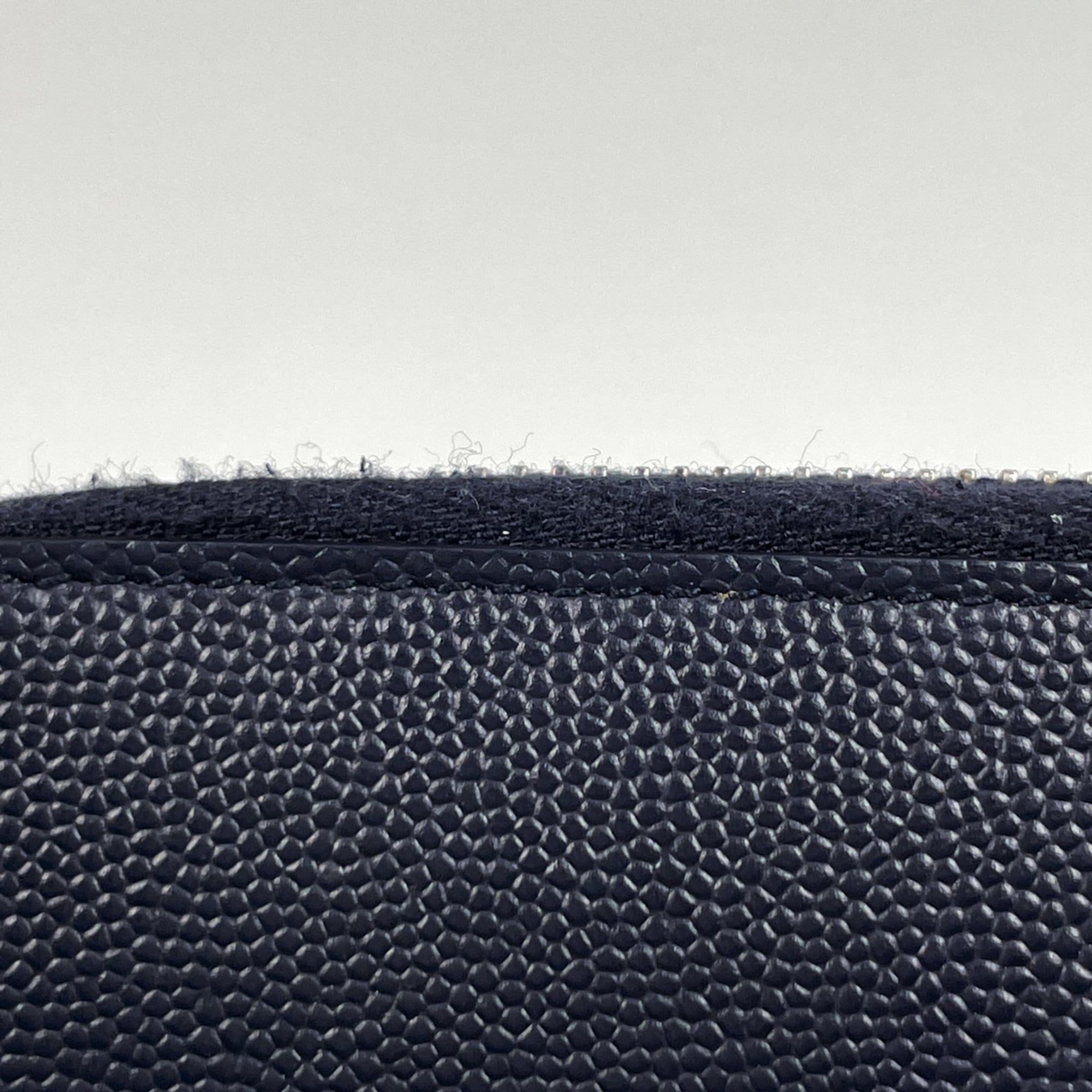 Saint Laurent logo round zipper long wallet with bill compartment and coin purse, leather, navy, 344076, women's