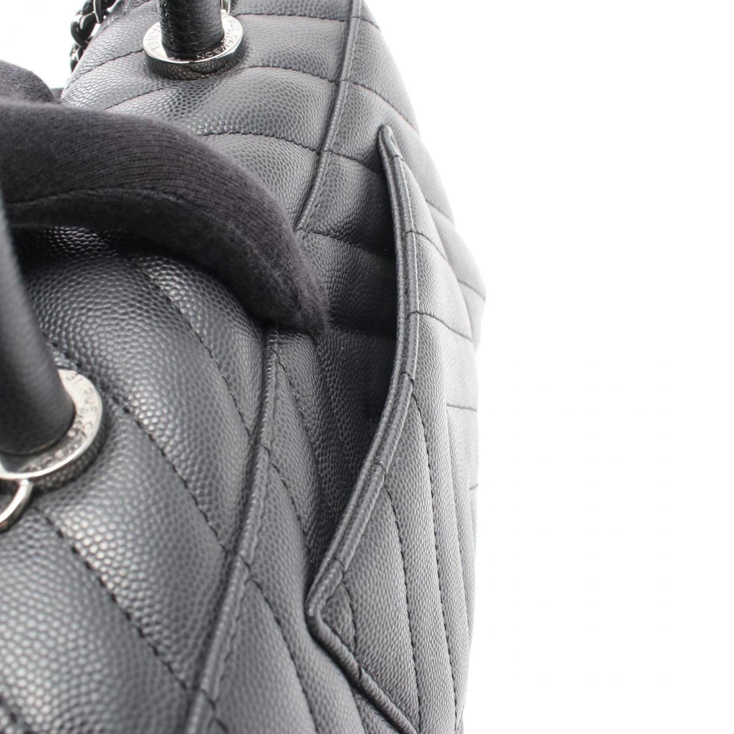 CHANEL Coco Handle Flap Matelasse Handbag in Grained Calfskin Leather, Gray, Women's, AS92990