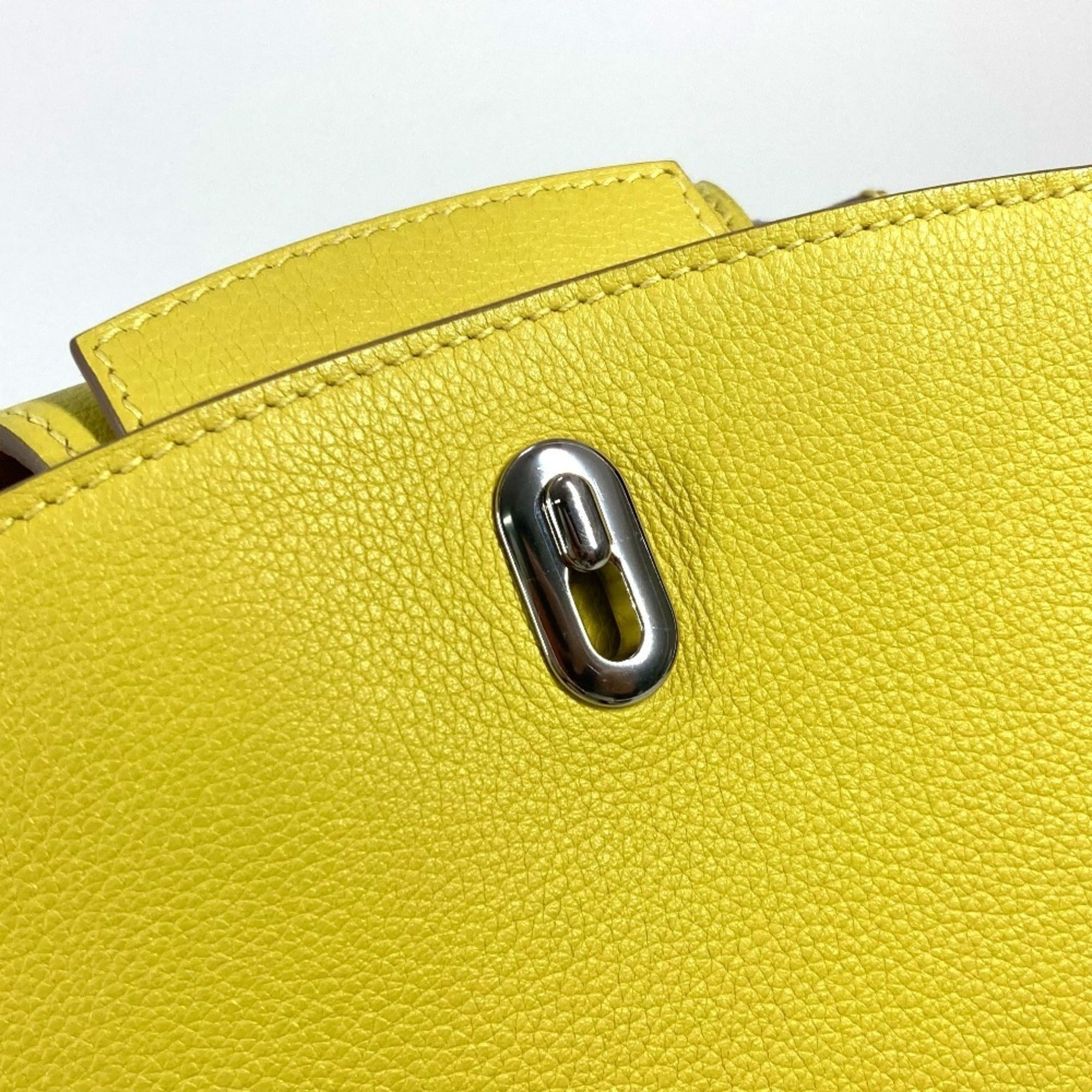HERMES Sacado GR24 Backpack Bag Rucksack Leather Men's Women's Yellow Like New — Like New