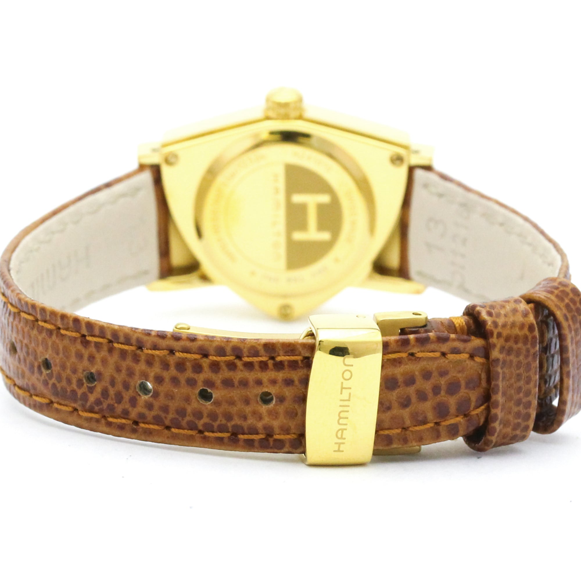 HAMILTON Ventura Gold Plated Leather Quartz Ladies Watch H24101511 — Very Good
