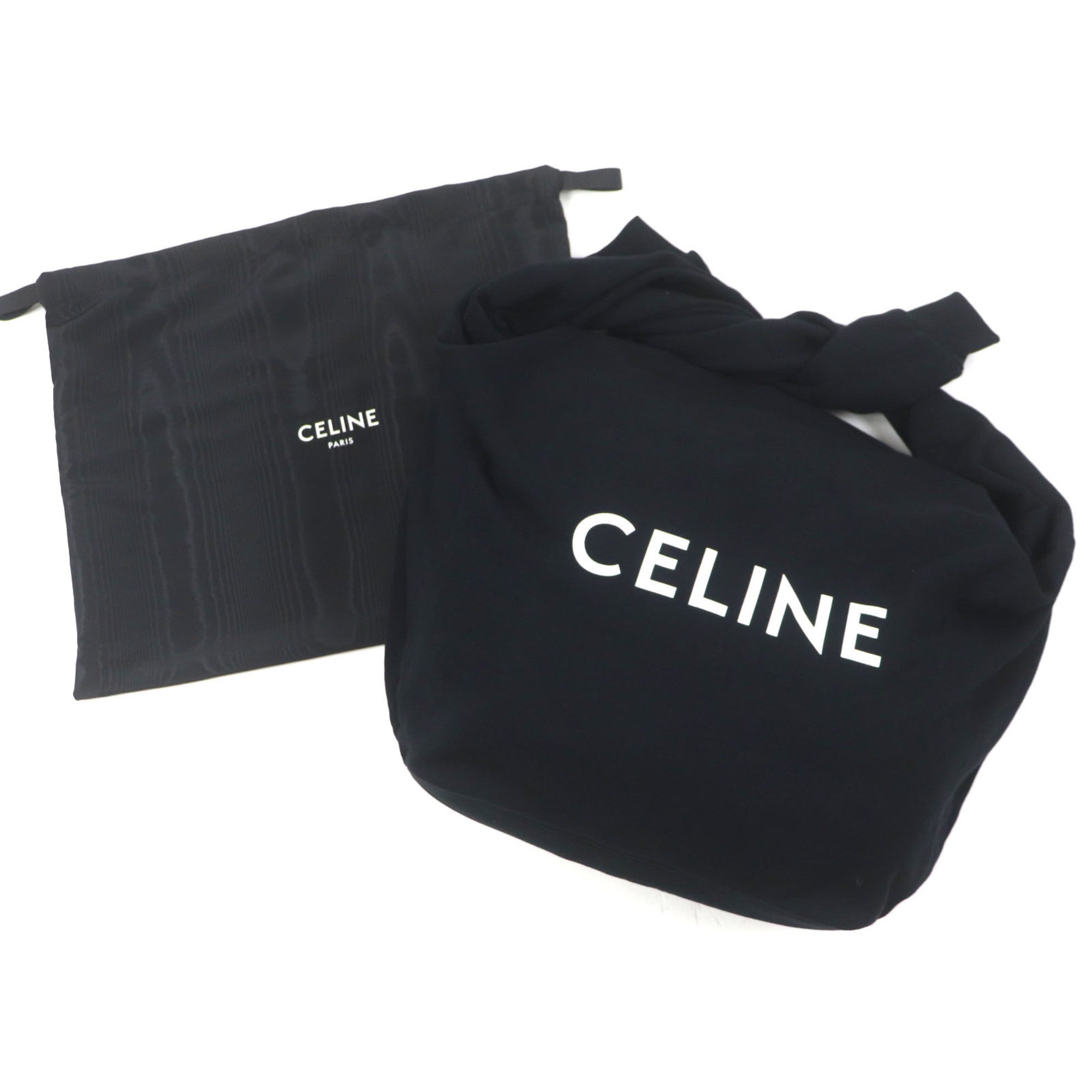 CELINE 11020 2EKO MEDIUM SWEAT BAG, Medium Sweat Bag with Logo Print, Crossbody/Shoulder Bag, Black, Includes Dust Made in Italy, Authentic, Men's — Like New