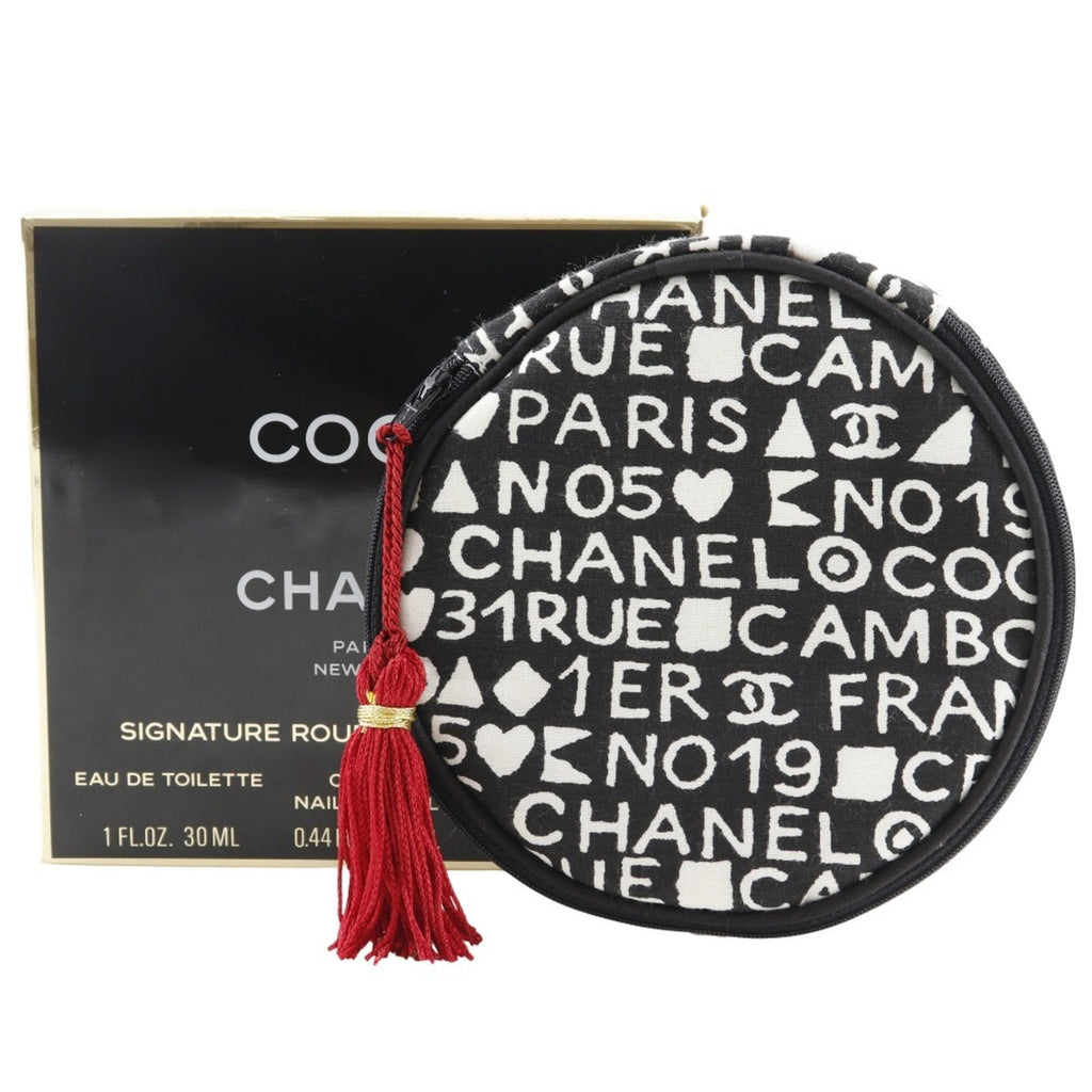 Chanel 31rue Cambon Makeup Pouch, Novelty, Cotton, Black, Zippered, Women's
