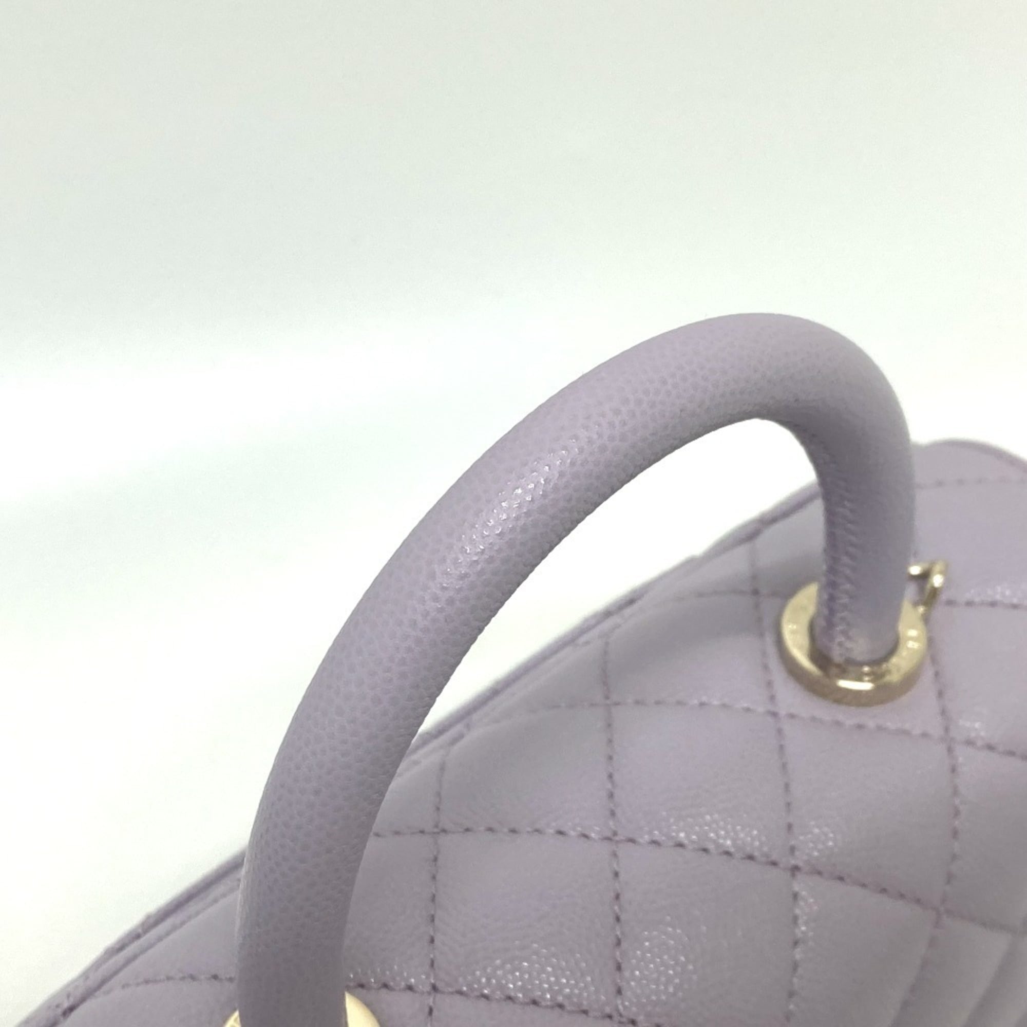 CHANEL A92990 Matelasse Coco Handle Bag Shoulder Handbag Caviar Skin Women's Lavender Purple — New - Store Return