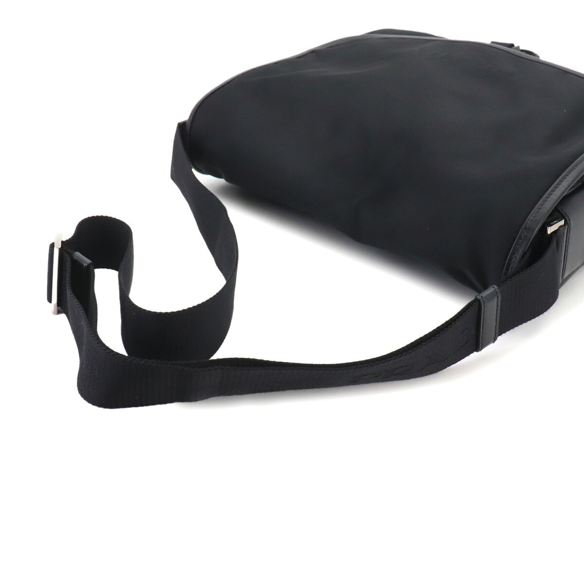 Prada PRADA Shoulder Handbag Nylon Saffiano Leather Nero Black V166 Messenger Bag — New - Store Return
