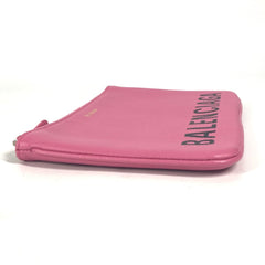 Balenciaga 545773 logo pouch bag Clutch bag pink Black — Like New