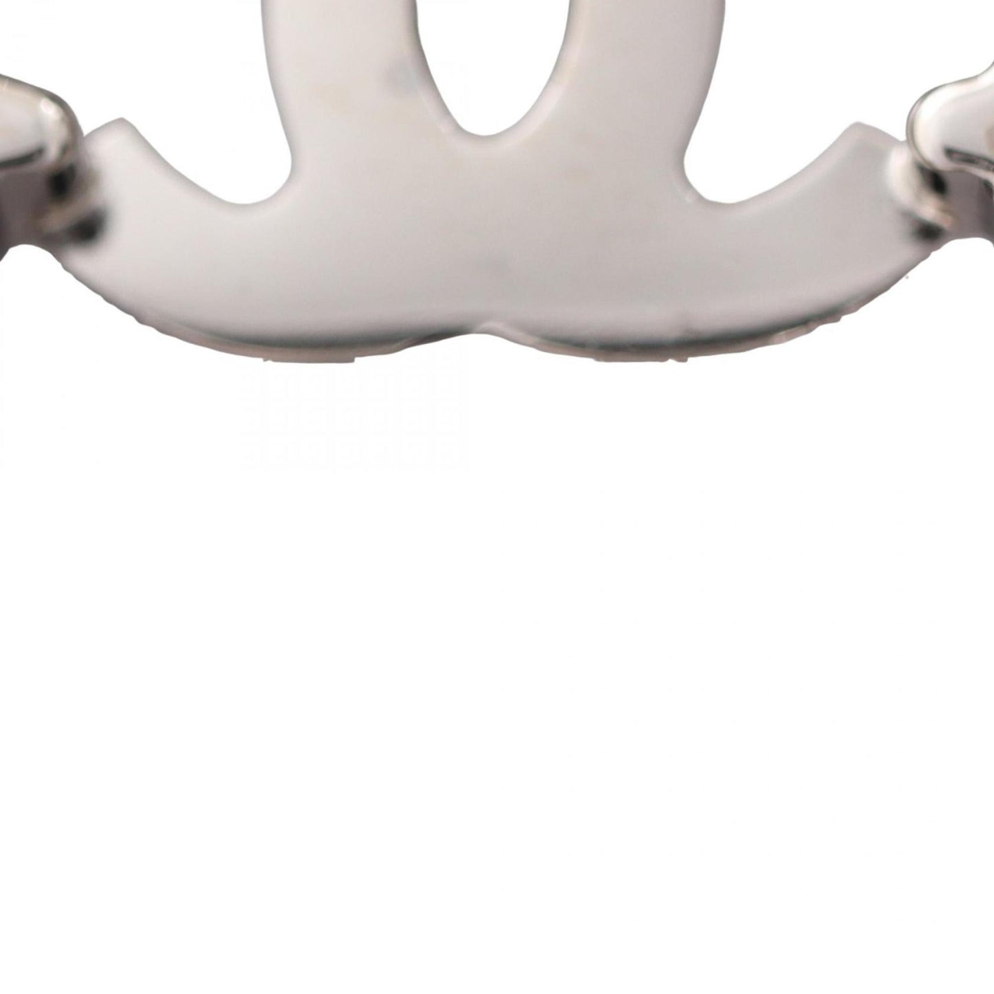 Chanel Coco Mark Necklace, Stainless Steel with Rhinestones, Women's, Silver, Clear, and Black