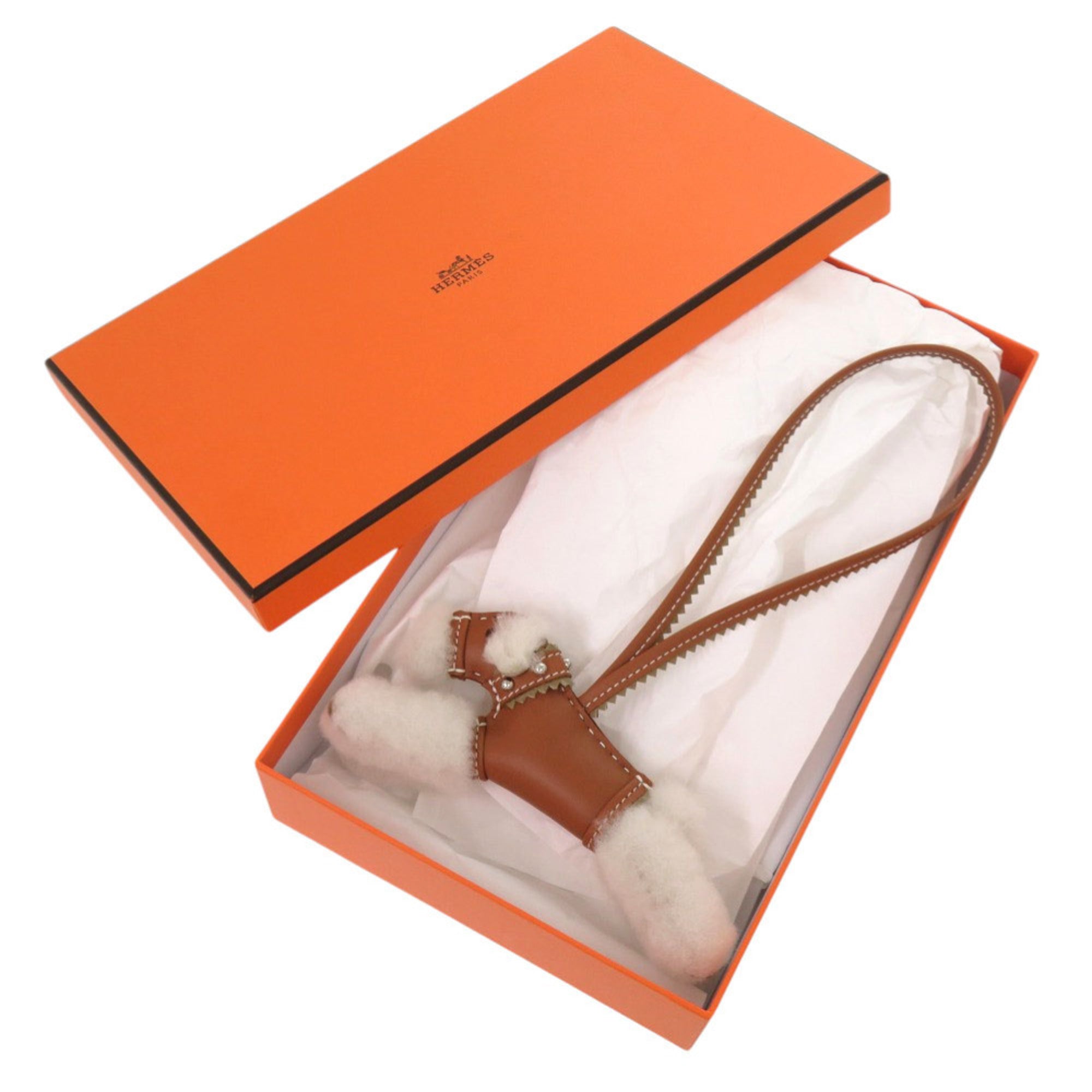 Hermes Badie Studded Sheepskin Agneau Milo Gold Silver Hardware K Stamp (Made in 2025) Accessory Bag Charm Brown 1268 HERMES — New - Store Return