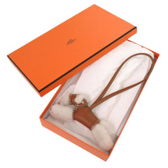 Hermes Badie Studded Sheepskin Agneau Milo Gold Silver Hardware K Stamp (Made in 2025) Accessory Bag Charm Brown 1268 HERMES — New - Store Return