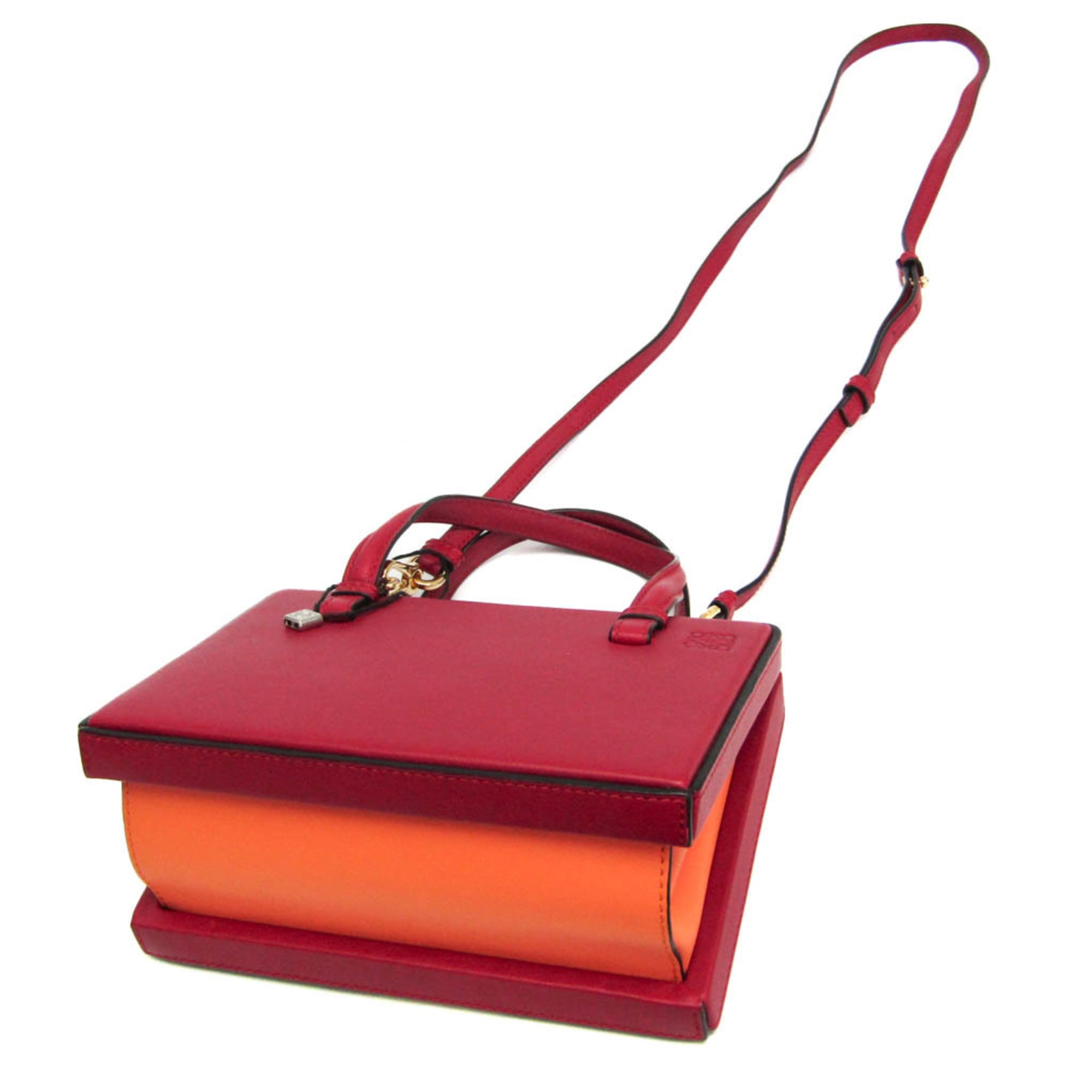 Loewe POSTAL Small Bag BEIJIN 309.37.W85 Women's Leather Handbag,Shoulder Bag Orange,Red Color — Like New