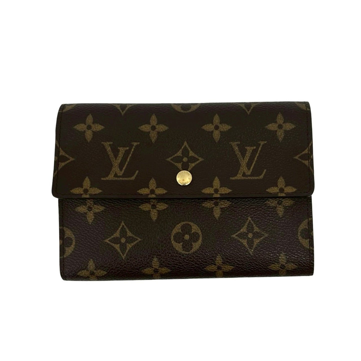 LOUIS VUITTON Porte Tresor Etui Papier Monogram Leather Tri-fold Wallet, Brown, 43625