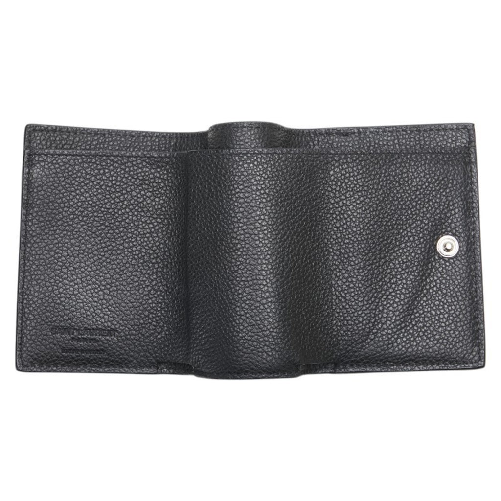 Saint Laurent Tri-fold Compact Wallet Black Leather Women's SAINT LAURENT