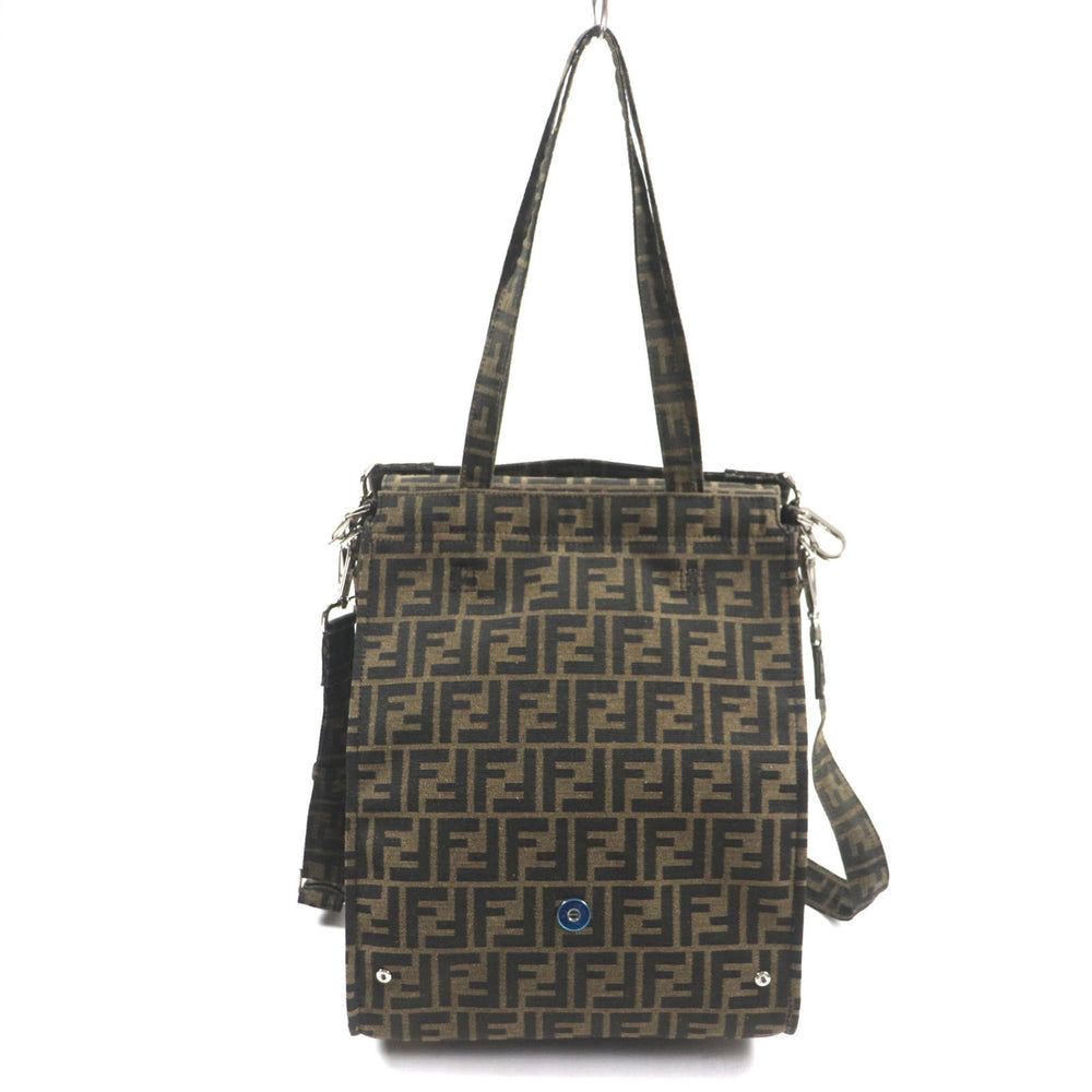 FENDI x FRAGMENT 8BH418 Zucca Baguette Foldable 3-Way Tote Canvas Shoulder Bag, Brown, with Dust Made in France, Men's — Like New