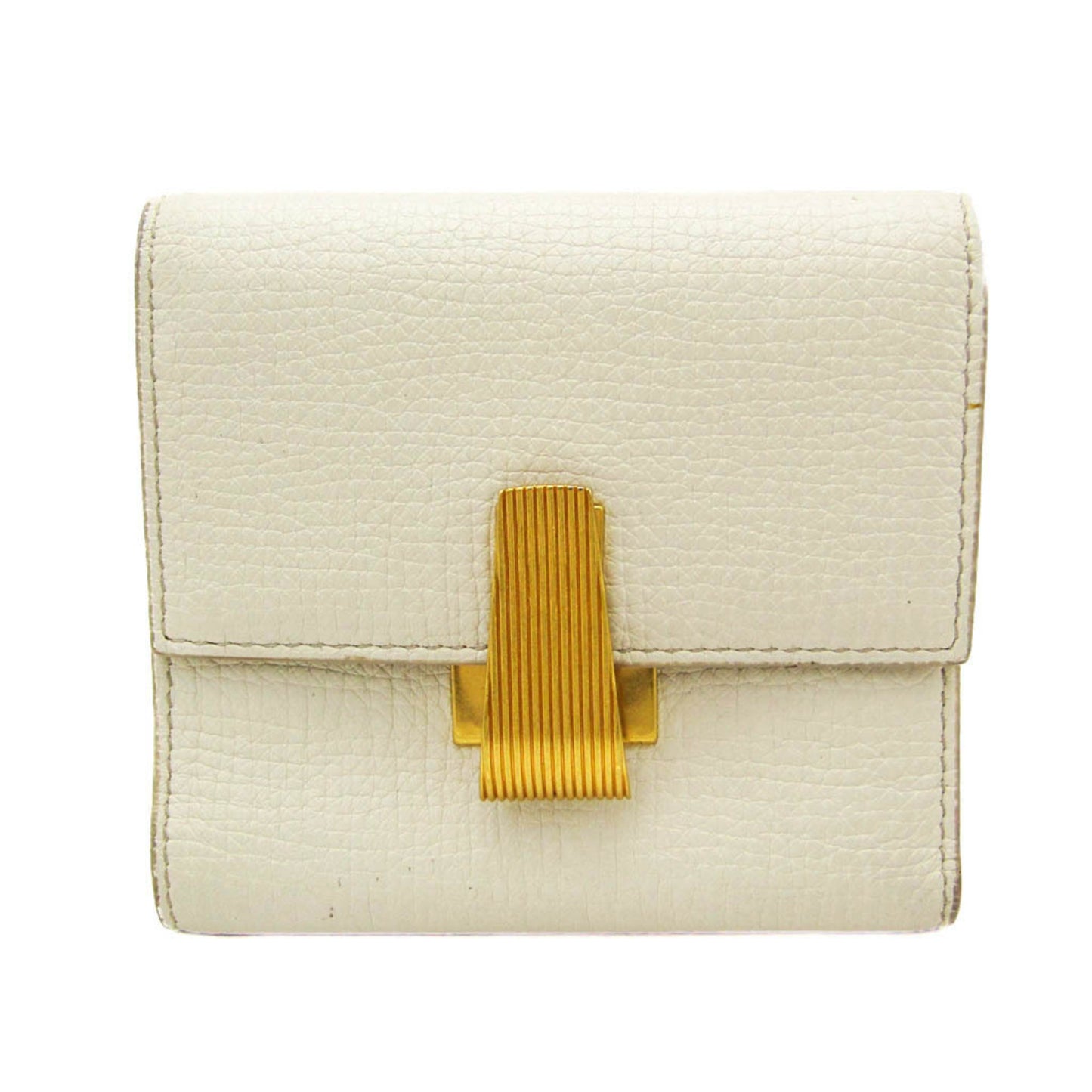 Bottega Veneta Palmerato 576637 Women's Leather Wallet (tri-fold) Off-white