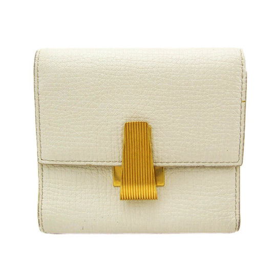 Bottega Veneta Palmerato 576637 Women's Leather Wallet (tri-fold) Off-white