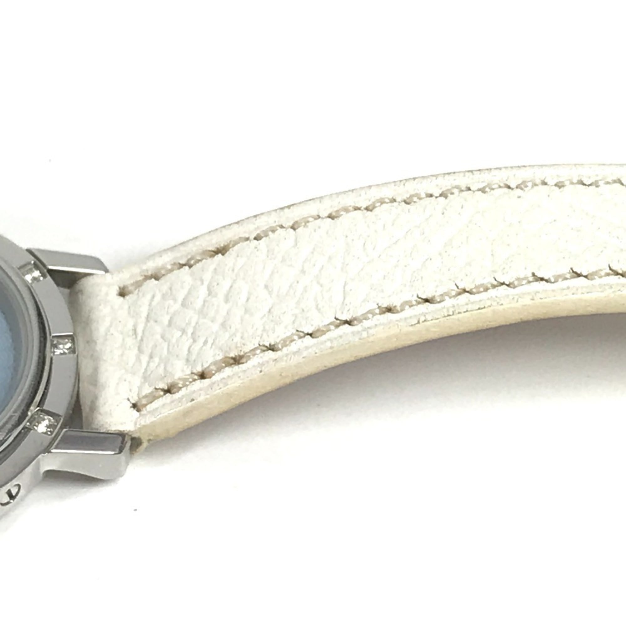 HERMES CL4.230 Clipper Nacle 12-Piece Diamond Women's Watch with Leather Strap, White Leather/Stainless Steel — Very Good