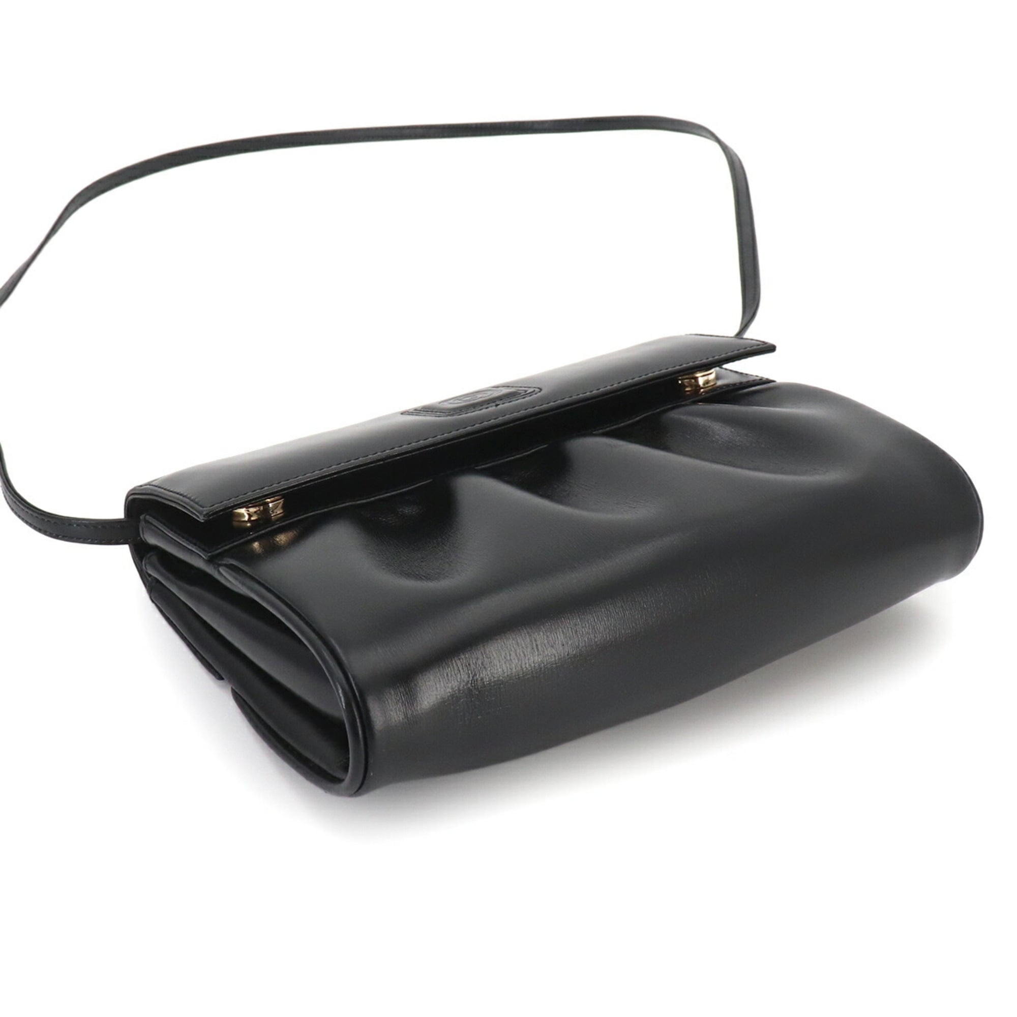 Gucci Double G Shoulder Handbag, Leather, Black, Gold Hardware — Like New