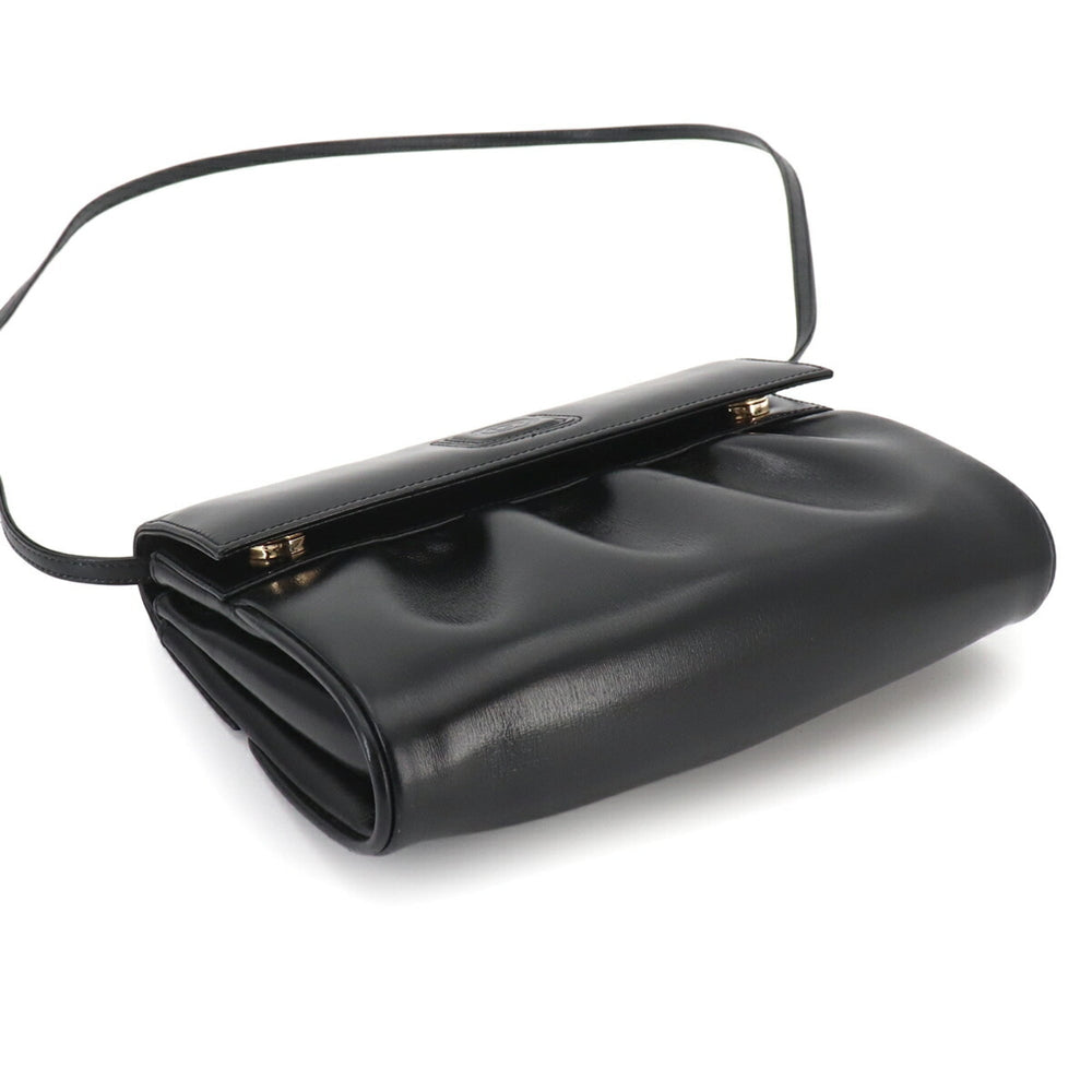 Gucci Double G Shoulder Handbag, Leather, Black, Gold Hardware — Like New