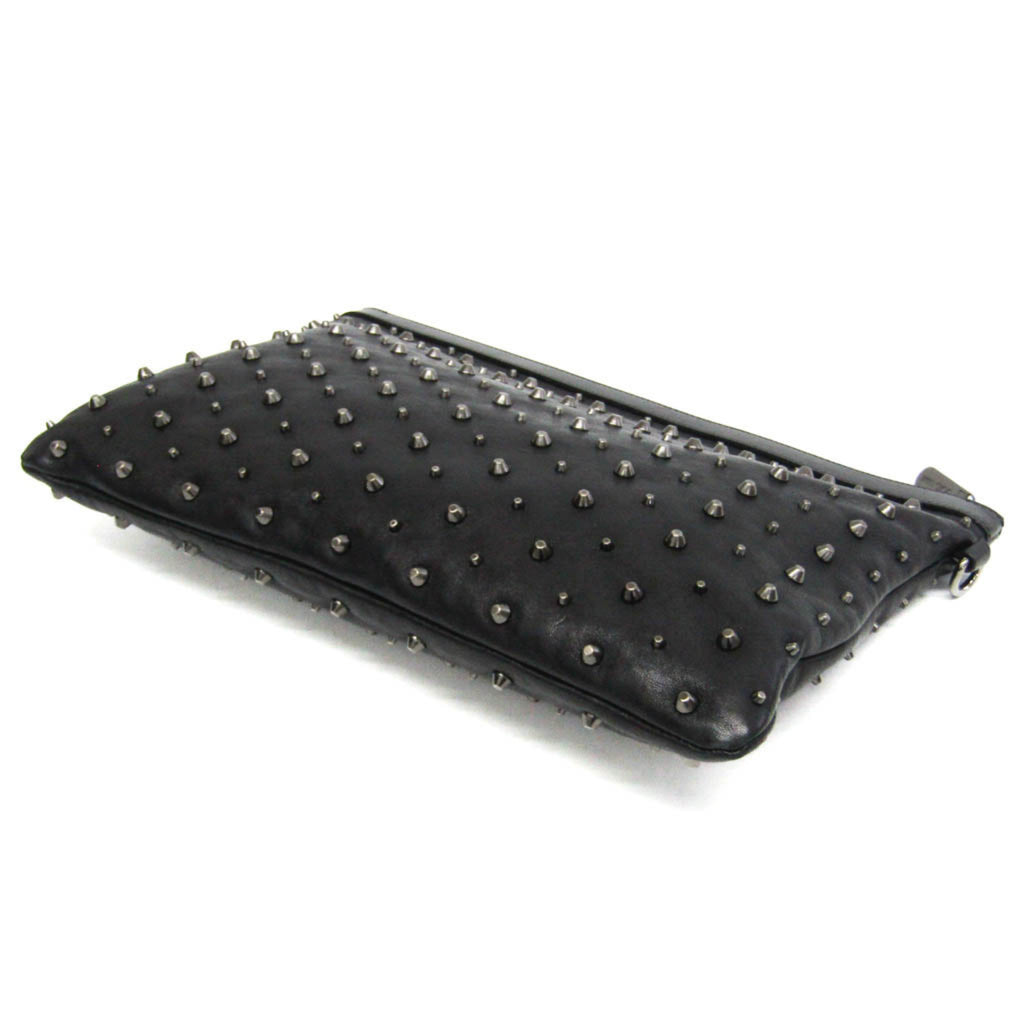 Jimmy Choo Studs Men,Women Leather Clutch Bag Black