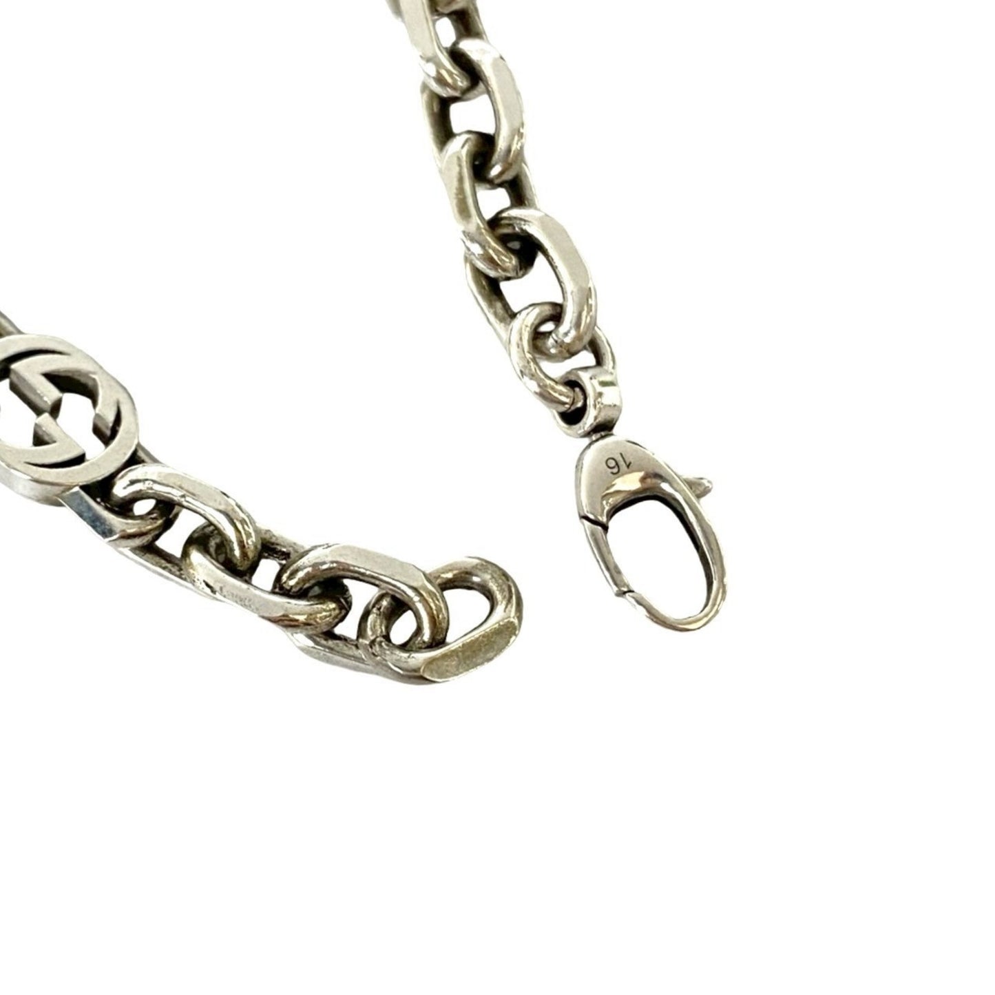 GUCCI Interlocking G Bracelet, 925 Sterling Silver Chain Bangle, 06224