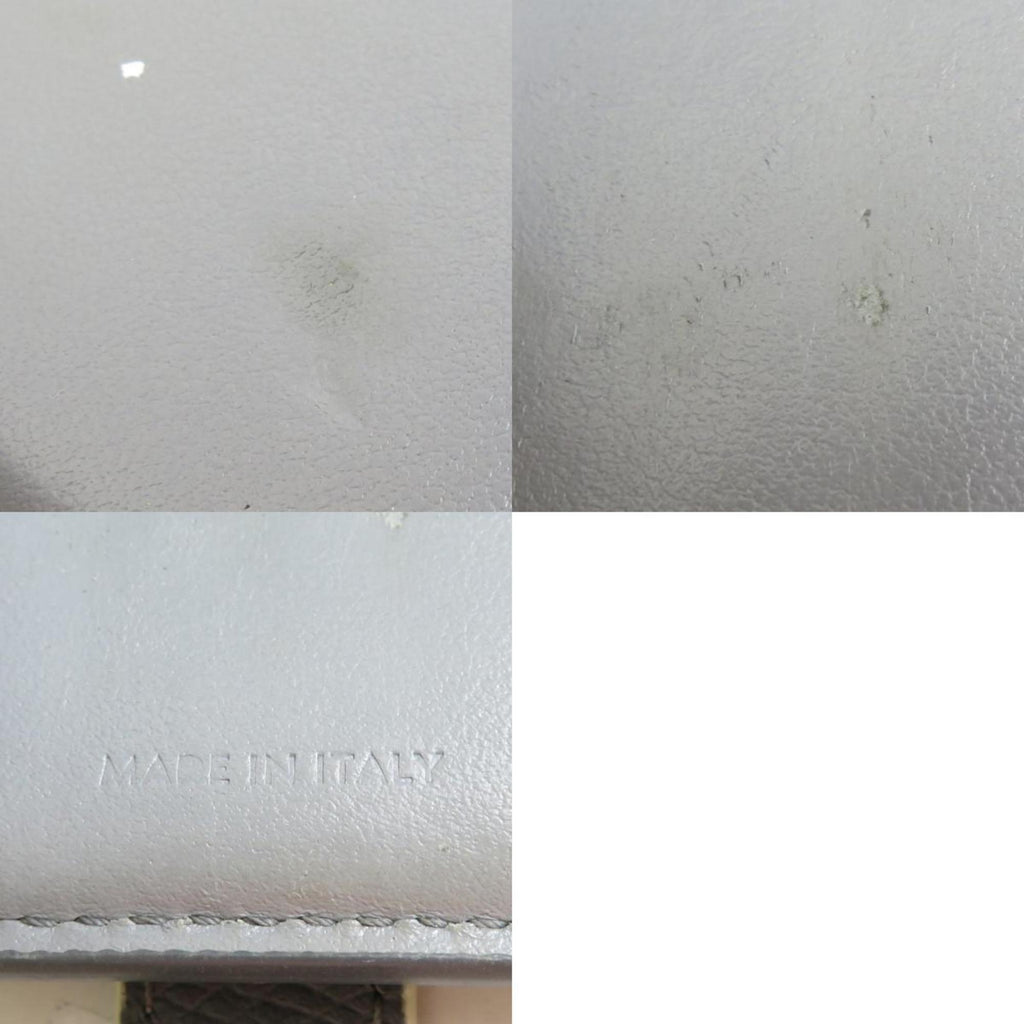 CELINE Bi-fold Wallet Medium Strap Leather Gray x Ivory Women's h31246a