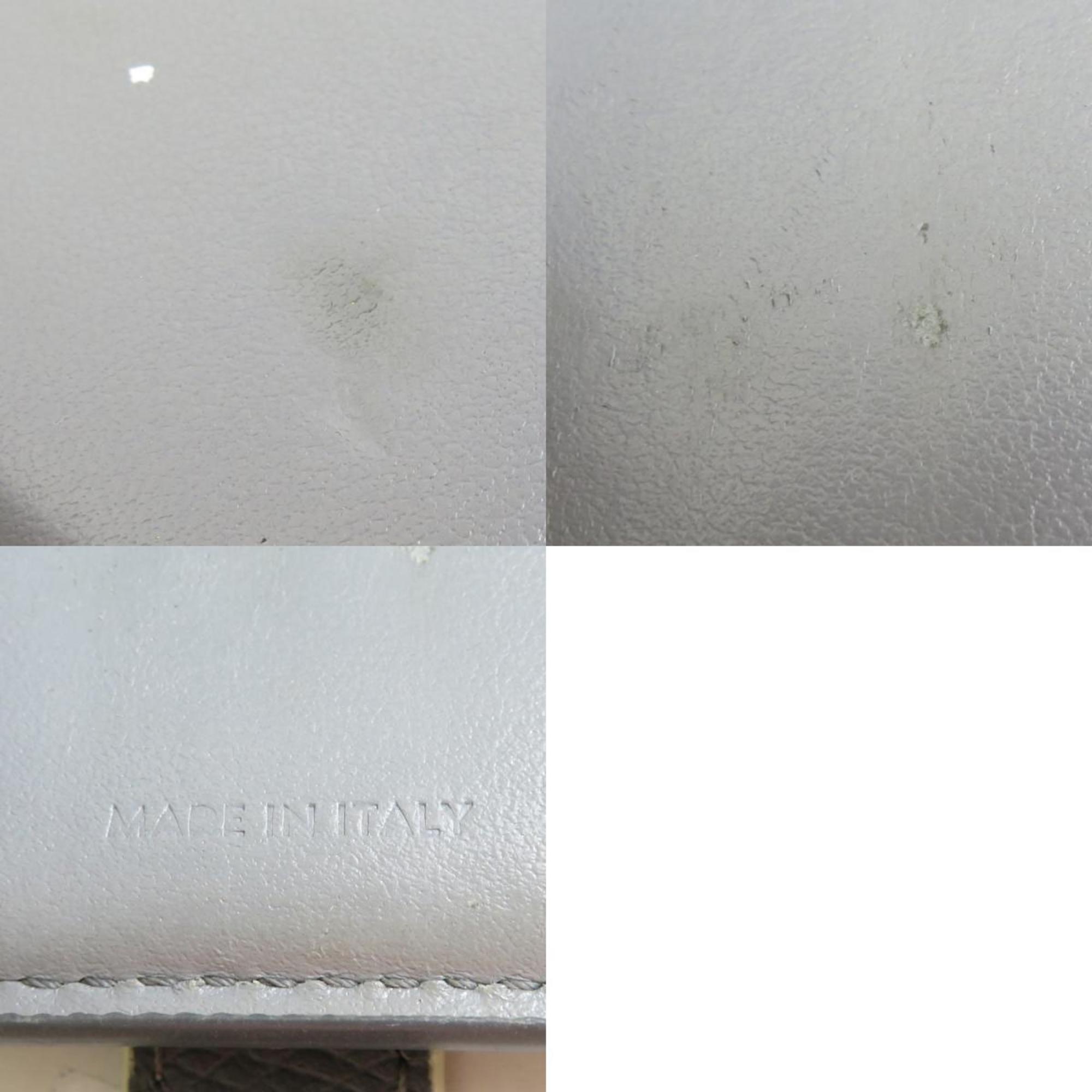 CELINE Bi-fold Wallet Medium Strap Leather Gray x Ivory Women's h31246a