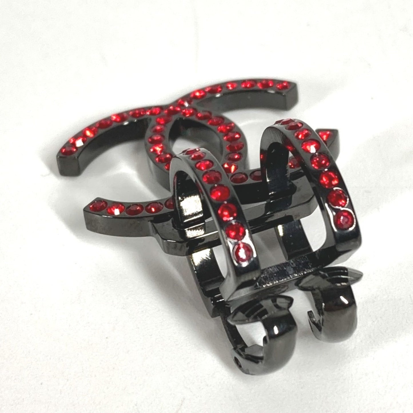 CHANEL B17S Crystal Coco Mark Swing Rhinestone Earrings, Single Ear, CC Logo, Metal, Women's, Red