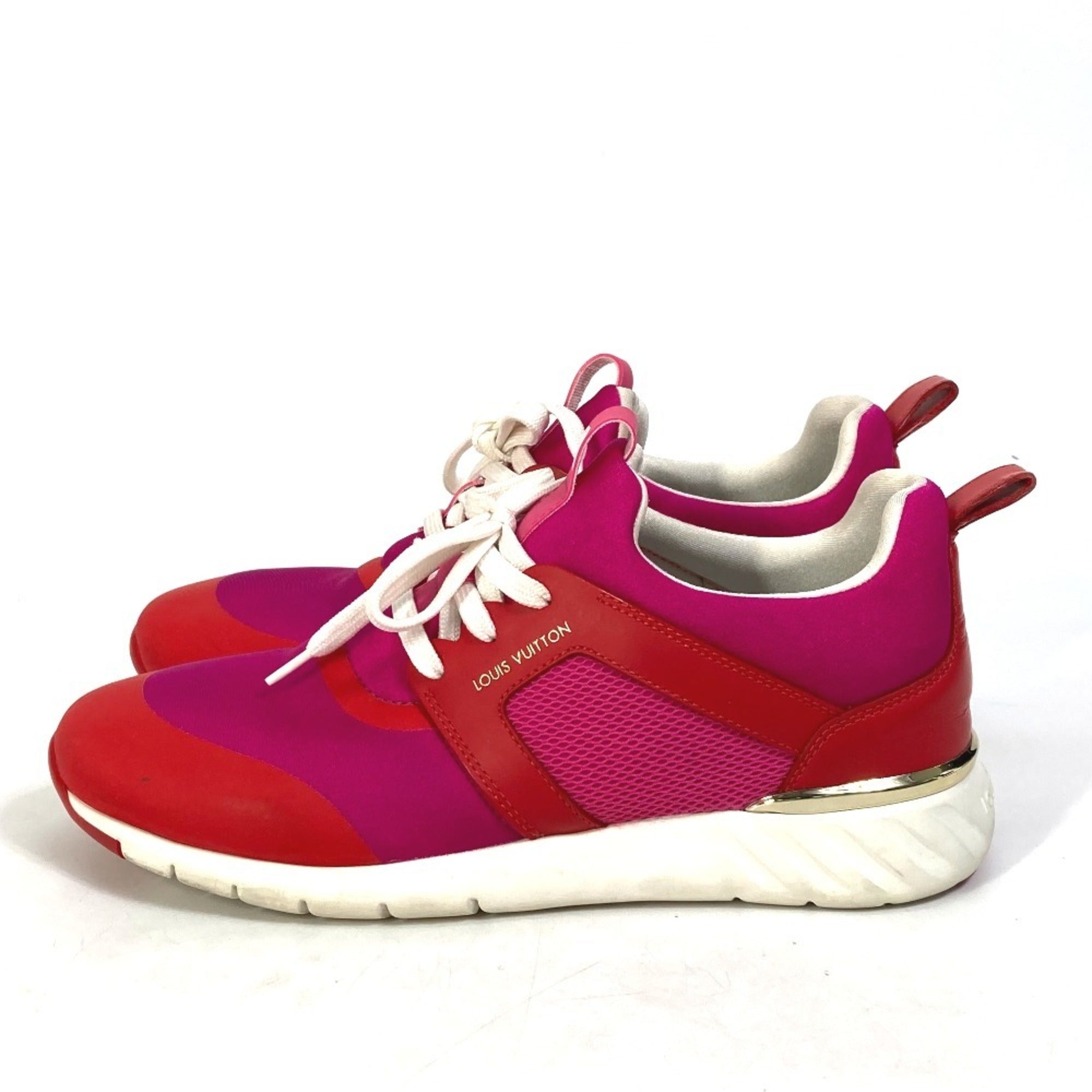 LOUIS VUITTON Two-tone Logo Sneakers with Laces, Nylon, Women's, Pink