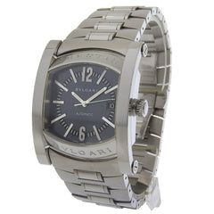 Bulgari BVLGARI Assioma Watch AA48S Stainless Steel Silver Automatic Analog Black Dial Men's — Good