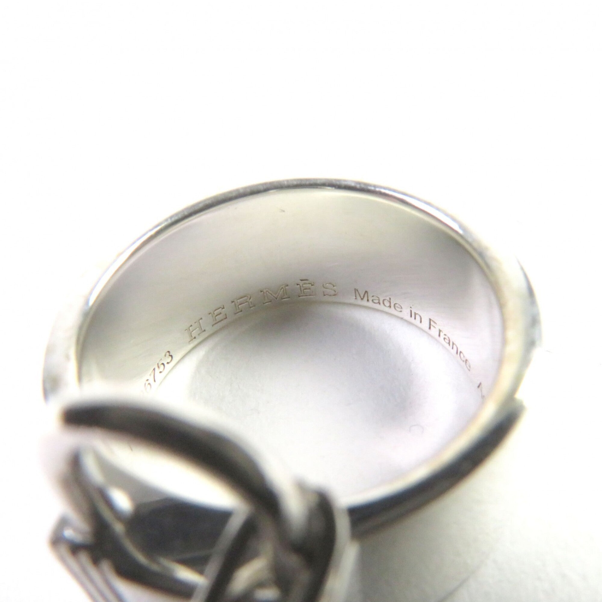 HERMES Alpha Kelly AG925 Clochette Cadena Double Ring - Silver Accessory, Size 49 (Japanese Equivalent), Made in France, Weight 11.37g, Women's — Like New