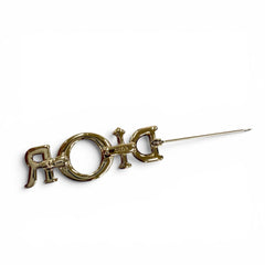 Christian Dior DIOR logo rhinestone brooch, pink with gold hardware, women's accessory, comes box and dust bag — Like New