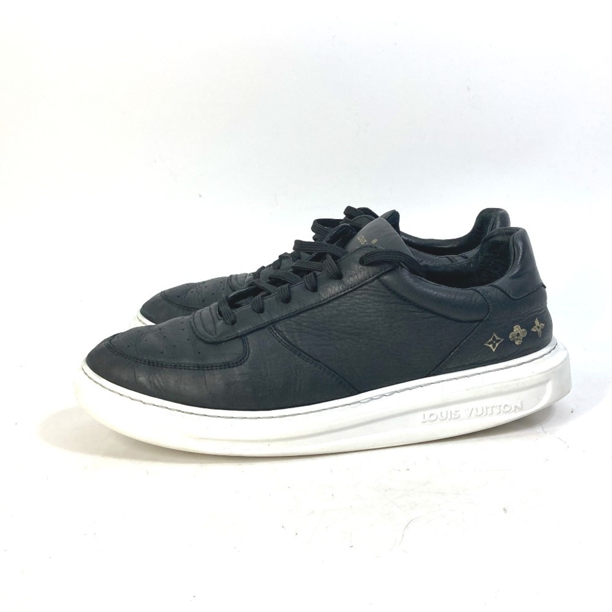 LOUIS VUITTON Beverly Hills Line Men's Leather Sneakers with Laces, Black