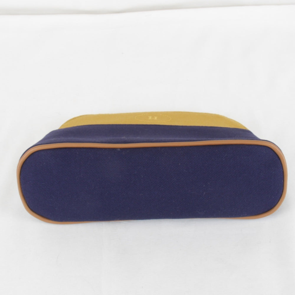 HERMES Bolide Mini Pouch, Cotton, Ochre x Navy, Women's — Like New