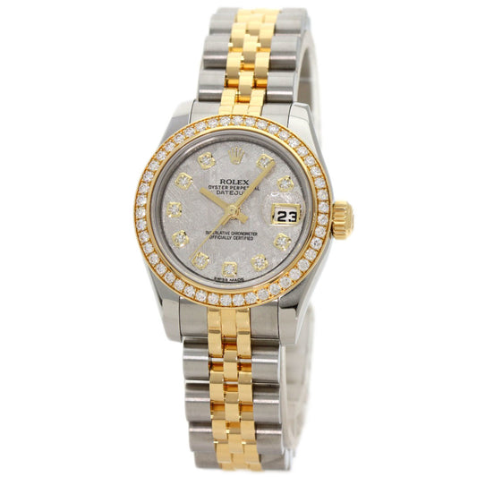 Rolex 179383G Datejust 10P Bezel Diamond Meteorite Watch K18 Yellow Gold SSxK18YG Ladies