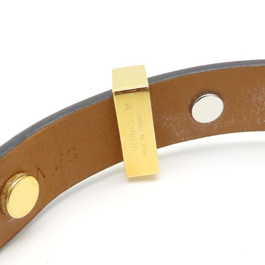 HERMES Mini Dog Square Crew Bracelet in Leather and Brass, Women's, 294928