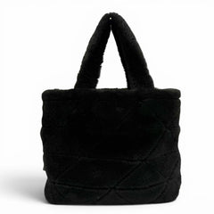 PRADA 1BG378 Triangle Logo 2-Way Shearling Fur Shoulder Bag with Pouch, Black, Made in Italy, Women's, Dust — Like New