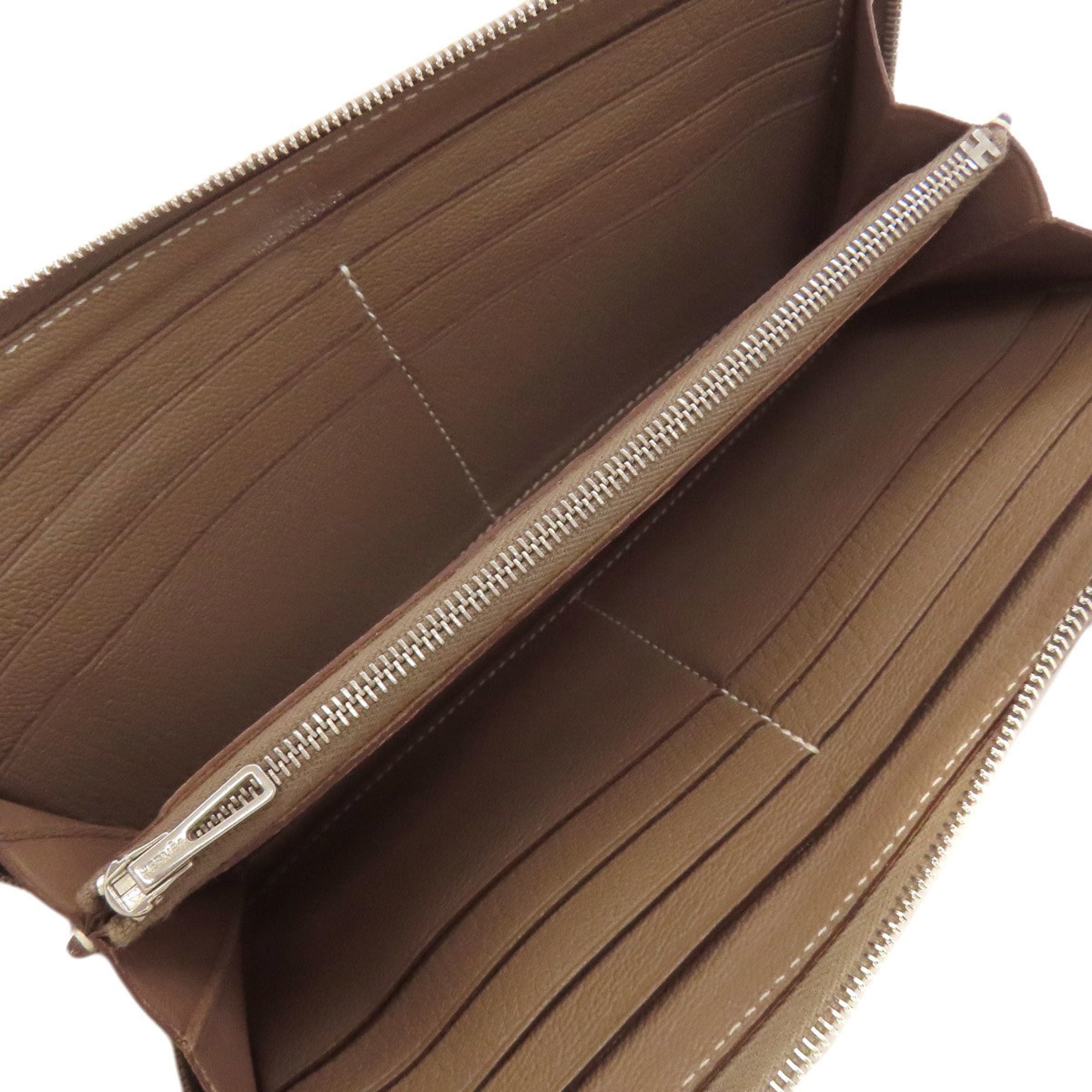 Hermes Evelyn Azap Long Etoupe Silver Hardware Wallet Chevre Women's HERMES