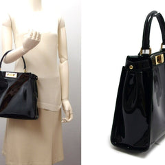 Fendi Peekaboo Zucca Pattern Definer Patent Handbag — Like New