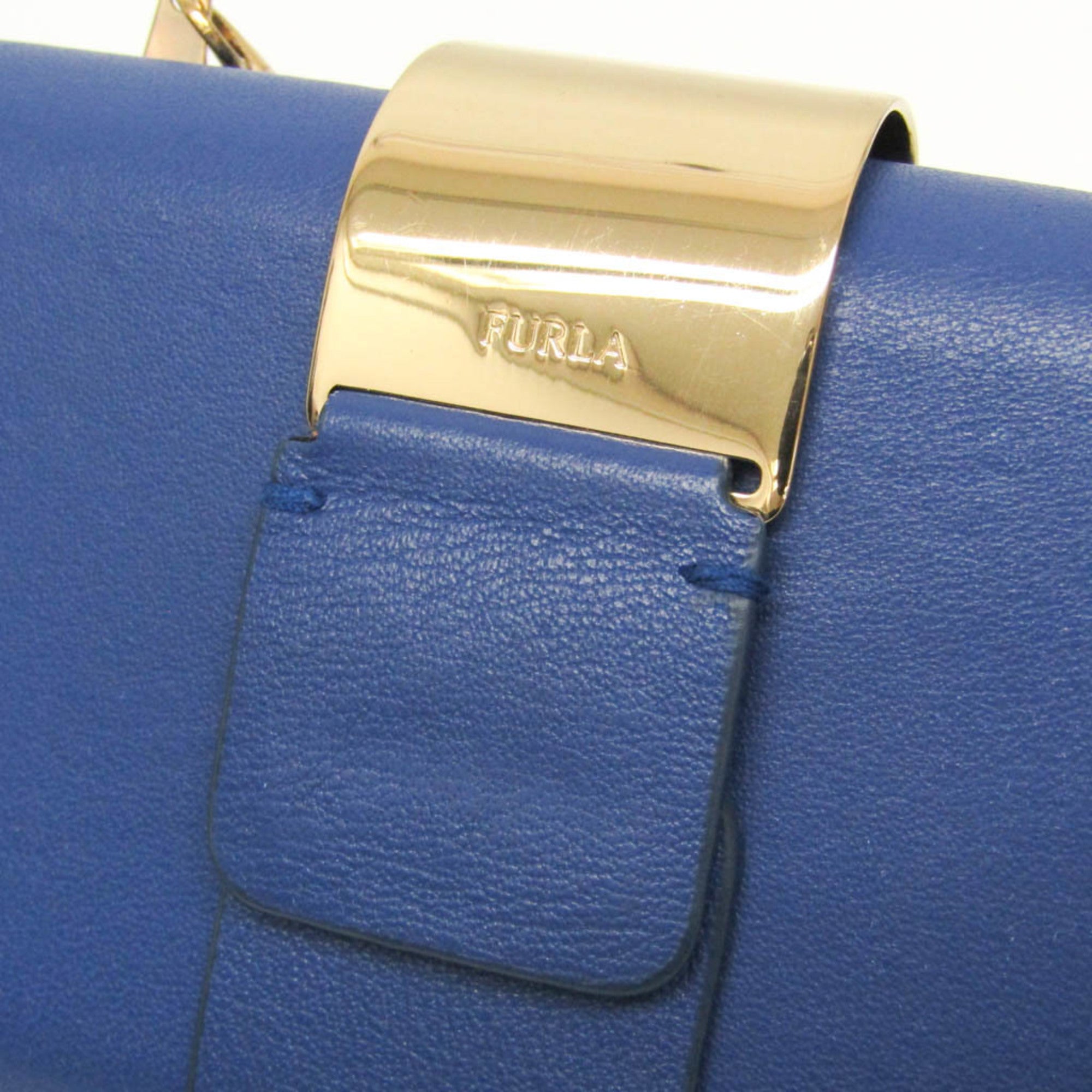 Furla Women's Leather Clutch Bag,Shoulder Bag Royal Blue