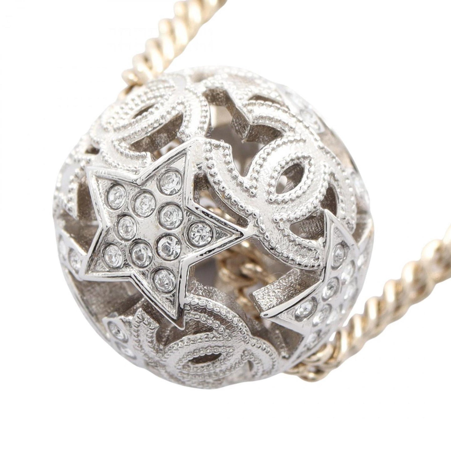 CHANEL Coco Mark Star Necklace with Gold-Plated Rhinestones, Available in Silver, Gold, and Clear.
