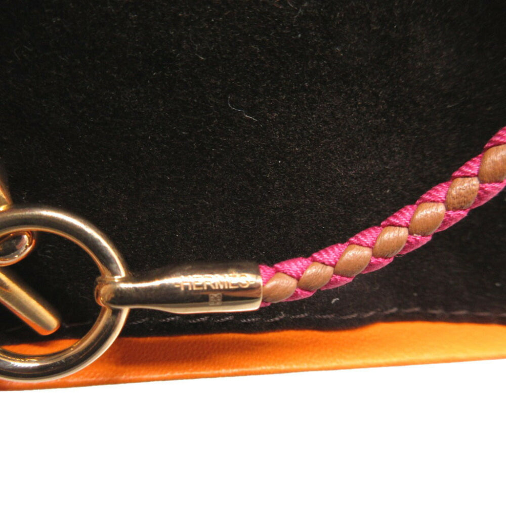 Hermes Leather Canvas Pink Brown Bracelet 0850HERMES — Like New