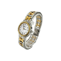HERMES Clipper Stainless Steel GP Quartz Wristwatch, Silver/Gold, 25008 — Good