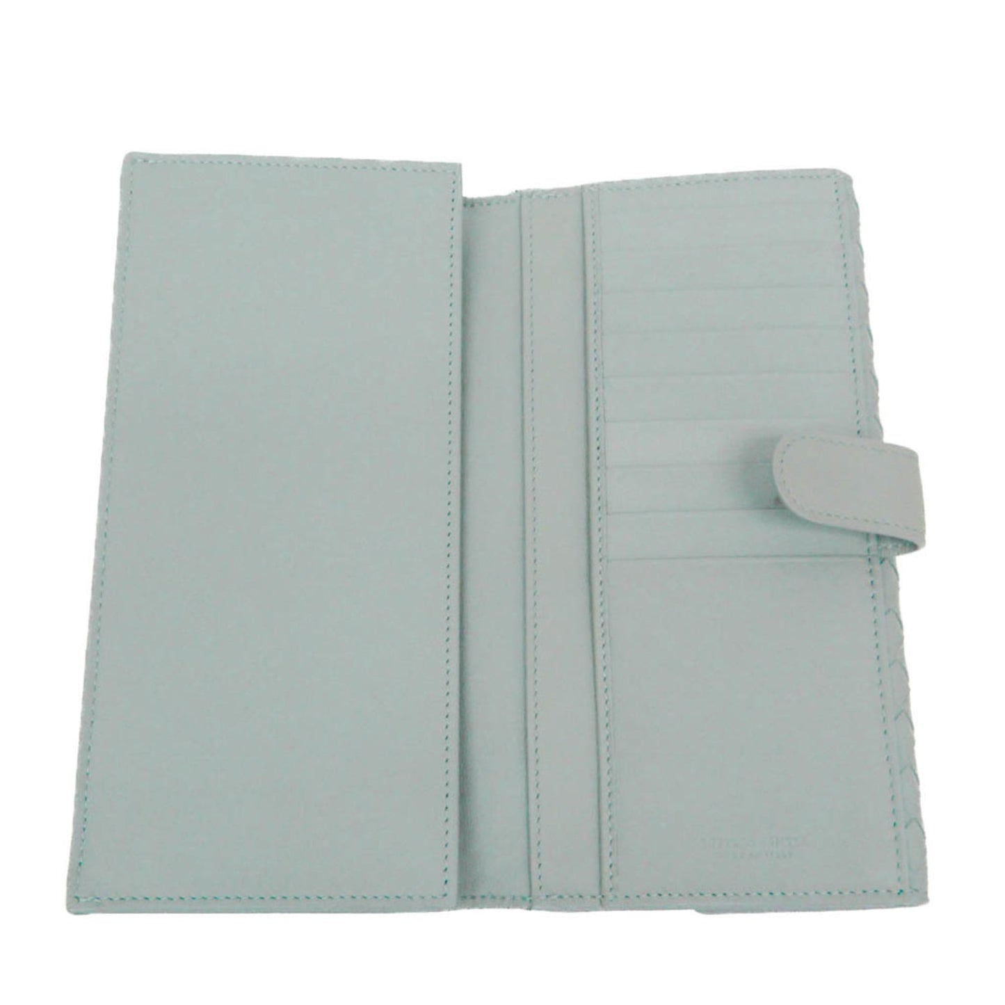 Bottega Veneta Intrecciato Men,Women Leather Long Wallet (bi-fold) Light Blue Gray